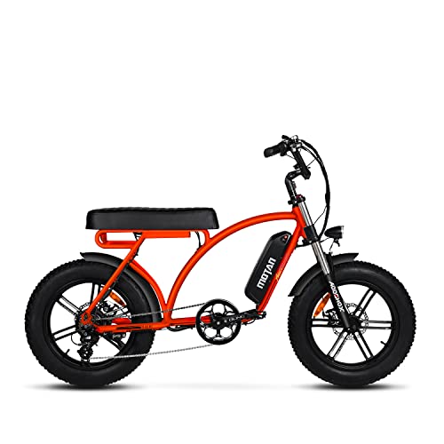 Addmotor 20" 750W Cruiser Electric Bike for Adults, Electric Bicycle with 48V 17.5Ah Removable Battery, 45-55 Miles 7 Speed Pedal Assist Ebike, Motan M-60 R7 Snow Beach E-Bike Urban Commuter (Orange)