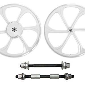 BBR Tuning 26 Inch Heavy Duty Mag Wheel Set for Mountain Bikes, Beach Cruisers, Hybrid Bikes and Motorized Bicycles (White)