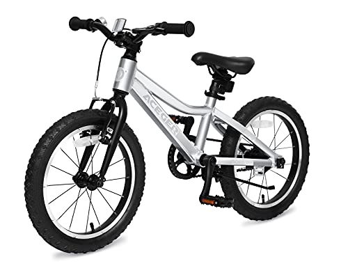 ACEGER Kids’ Bike, Lightweight Bike for Children from 4-6 Years Old, 16 Inch with Training Wheel and Kickstand (Silver2, 16 inch)
