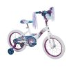 Huffy Frozen 2 16-Inch Kids Toddler Boys and Girls Ages 4-8 Training Wheel Coaster Bike Bicycle with Handlebar Bag and Streamers, Purple