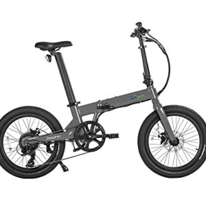 Qualisports Dolphin Folding Electric Bike for Adults Fat Tire 20inch Foldable Ebike for Women Men 350W 14Ah Removable Battery 7 Speed Cruiser Commuter Mountain Snow Beach City Bicycle
