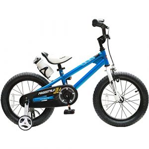 RoyalBaby Kids Bike Boys Girls Freestyle BMX Bicycle with Training Wheels Kickstand Gifts for Children Bikes 16 Inch Blue