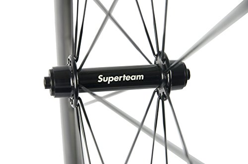 Superteam Carbon Fiber Road Bike Wheels 700C Clincher Wheelset 50mm Matte 23 Width (Transparent Decal)