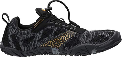 WHITIN Men's Trail Running Shoes Minimalist Barefoot 5 Five Fingers Wide Width Toe Box Gym Workout Fitness Low Zero Drop Male Light Weight Comfy Lite Tennis FiveFingers Black Size 10