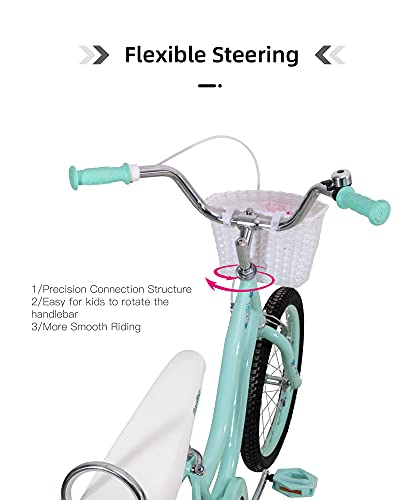 JOYSTAR 18 Inch Girls Bike for Kids Ages 5-9 Years Kids Cruiser Bike with Handbrake and Coaster Brakes Classic Frame Shape with Low Stand-Over Height Kickstand Included Green