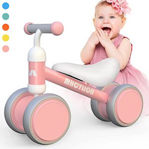 Baby Balance Bikes Toys for 1 Year Old Boys Girls 10-24 Months Cute Toddler First Bicycle Infant Walker Children No Pedal 4 Wheels 1st Birthday Gifts (New Pink)