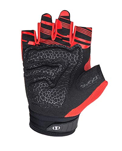 Seibertron Dirtclaw Adult BMX MX ATV MTB Road Racing Mountain Bike Bicycle Cycling Off-Road/Dirt Bike Gel Padded Anti - Slip Palm Fingerless Gloves Motorcycle Motocross Sports Gloves Red S