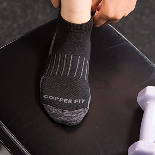 Copper Fit Unisex Copper Infused No Show Socks - 3 Pack , Small/Medium, Black