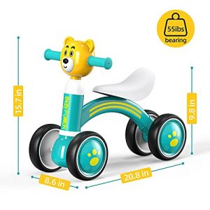 BQYPOWER Baby Balance Bike, Toddler Bikes 18-36 Months Cute Kids Riding Toys for 1 Year Old Boys Girls, Children Tricycle with Soft Seat & Silence Wheels, Birthday Christmas Thanksgiving Gifts