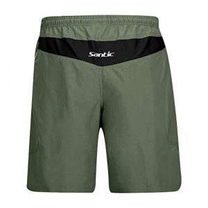 Santic Men's Bike Shorts Padded Bicycle Cycling MTB Shorts Loose-Fit 4D Padding Olive Green