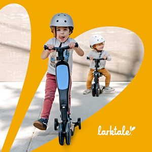 Larktale Scoobi Scooter | 5-in-1 Folding Scooter for Toddlers That Grows with Them | Multifunctional Vehicle with Convertible Two or Three Wheel Scooter and Kick Bike Configurations | Freshwater Blue