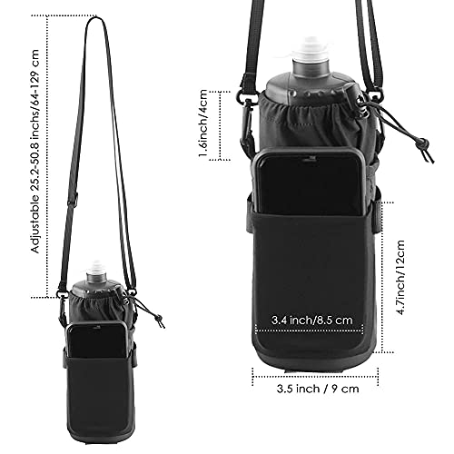 WOTOW Bike Water Bottle Holder Bag, Bicycle Insulated Drink Cup Holder, Handlebar Frame Strap-On No Screws Water Bottle Cage, Cycling Phone Storage Bag with Shoulder Strap for Touring Commuting