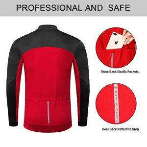 Przewalski Men's Cycling Bike Jersey Winter Thermal Long Sleeve Fleece Cycling Jacket with Full Zipper, Classic Series Red