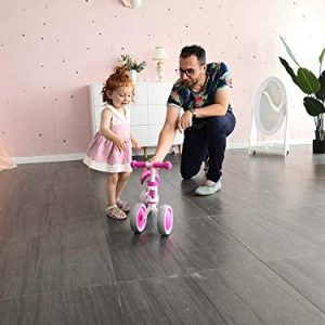 allobebe Baby Balance Bike, Cute Toddler Bikes 12-36 Months Gifts for 1 Year Old Girl Bike to Train Baby from Standing to Running with Adjustable Seat Silent & Soft 3 Wheels