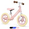 Baby Joy Lightweight Balance Bike, Kids No Pedal Training Bicycle w/ 12-Inch Wheels, Adjustable Seat Height & Inflation-Free EVA Tires, Toddler Push Bike for Children Ages 3, 4, 5, Pink