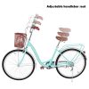 perfectbot 26 inch Complete Cruiser Bikes for Women, Single Speed Comfortable Womens Bike with Baskets, Classic Bicycle Retro, Bicycle Beach Cruiser Bicycle Retro Bicycle (Blue)