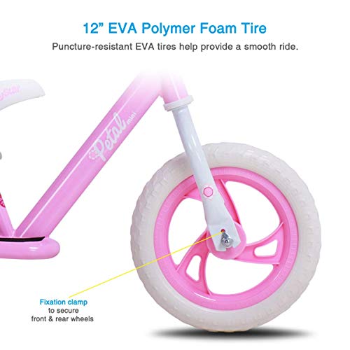 JOYSTAR 12 Inch Balance Bike for 2 3 4 5 Years Old Boys Girls 12" Push Toddler Balance Bike with Footboard Child Glider Pink