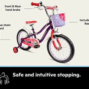 Schwinn Koen & Elm Toddler and Kids Bike, 16-Inch Wheels, Training Wheels Included, Purple
