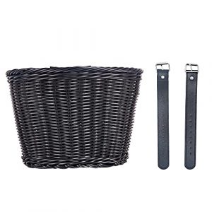 XUANNIAO Bike Basket for Small Bicycle Cute Good Looking Baskets for Bike to Place Belongings Bicycle Basket Accessories with Leather Belt Easy to Attach Bicycle Front Handlebar Bicycle Basket Black