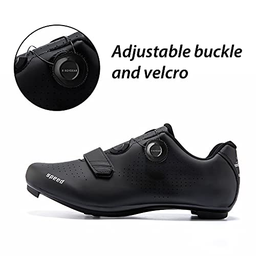 Mens or Womens Road Bike Cycling Shoes Indoor Bike Shoes Compatible SPD Cleats Riding Shoe Outdoor Size Men's 11/Women's 13 Black