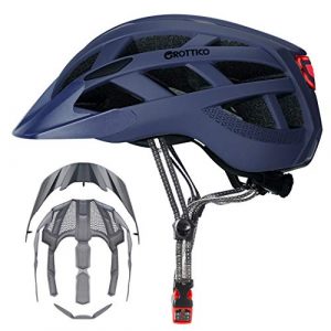 Adult-Men-Women Bike Helmet with Light - Mountain Road Bicycle Helmet with Replacement Pads & Detachable Visor
