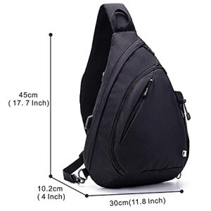 TurnWay Water-Proof Sling Backpack/Crossbody Bag/Shoulder Bag for Travel, Hiking, Cycling, Camping for Women & Men (Black)
