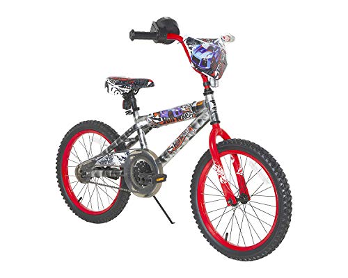 Dynacraft Hot Wheels Kids Bike Boys 18 Inch with Rev Grip Accessory, Kickstand