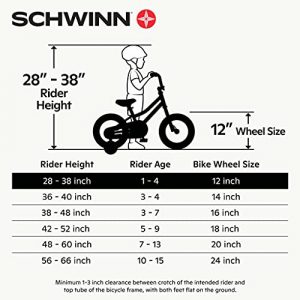 Schwinn Koen & Elm Toddler and Kids Bike, 12-Inch Wheels, Training Wheels Included,Black