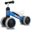 Baby Balance Bikes 10-24 Month Toddler Walker | Toys for 1 Year Old Boys Girls | No Pedal Infant 4 Wheels Kids Bicycle | Best First Birthday New Year Holiday Blue