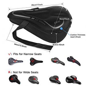 EJEAS Bike Seat Cushion, Soft Gel Bike Seat Cover Bicycle Saddle for Women Men for Comfort for Spin Class, Cruiser & Peloton Bike ( Waterproof Cover Included)