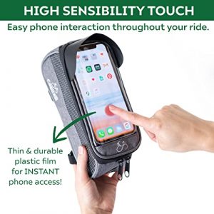 Bike Phone Bag - Robust Bike Bag Top Tube For Outdoor Enthusiasts - Bike Phone Front Frame Bag Enhanced for Rough Terrains and Long Routes - Mountain Bike Bag to Use Your Smartphone On The Run