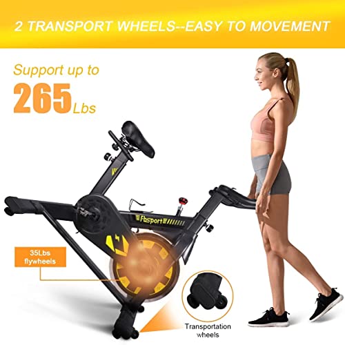 FBSPORT Exercise Bike,Workout Bike Stationary with Comfortable Seat Cushion & LCD Monitor,Belt Drive Indoor Cycling Bike with 265Lbs Weight Capacity for Home Workout