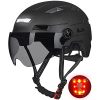 ILM Adult Bike Helmet with USB Rechargeable LED Front and Back Light Mountain&Road Bicycle Helmets for Men Women Removable Goggle Cycling Helmet for Commuter Urban Scooter(Matte Black, Small/Medium)