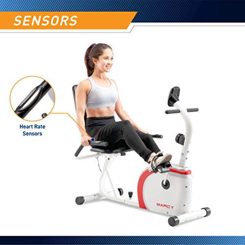 Marcy Recumbent Exercise Bike with Magnetic Resistance and Pulse Sensor NS-908R