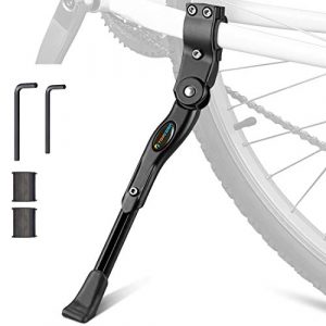 TOPCABIN Bicycle Adjustable Aluminium Alloy Bike Bicycle Kickstand Side Kickstand Fit for 22" 24" 26"- Black