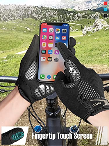 COFIT Anti-Slip Cycling Gloves, Full Finger Unisex Gloves Touchscreen Bike Gloves for BMX ATV MTB Riding, Road Racing, Bicycle Cycling, Climbing, Boating etc