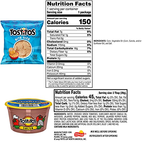 Tostitos Bite Size Rounds & Salsa Dip Cups Variety Pack, Single Serve Portions (24 Pack)