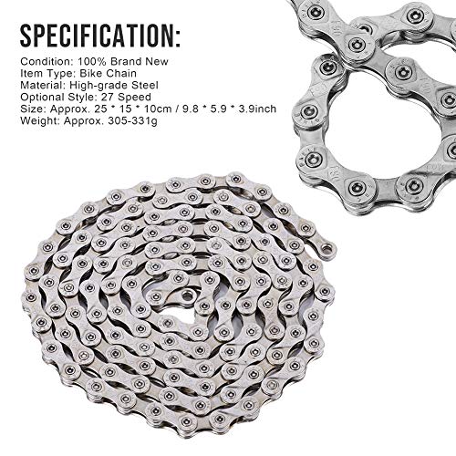 VGEBY Bike Chain, 21/24/27 Speed Bicycle Chain Steel Cycling Hollow-Out Chains for Road Mountain Bike(27 Speed)