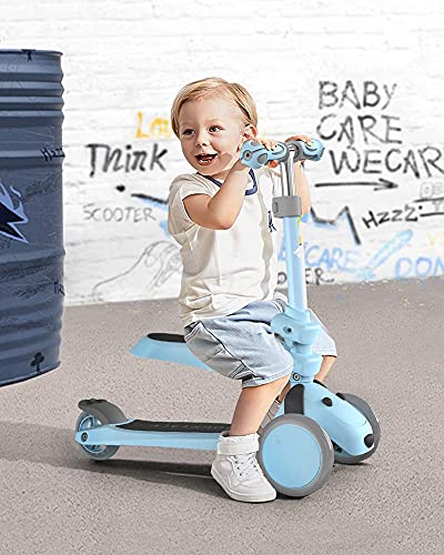 Mountalk Toddler Scooter/Balance Bike, 3 Wheels Scooter with Seat, Ride On Toys for Girls and Boys 1-6 Years (2 in 1 - Pink)