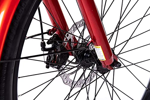 SOHOO 48V500W13Ah 26 inches Step-Thru Beach Cruiser Electric Bicycle City E-Bike Mountain Bike (RED) (S115)