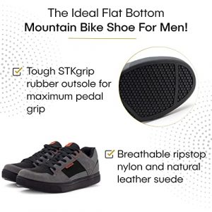 Tommaso Comodo Men's Flat Bottom Mountain Bike MTB Cycling Shoes Downhill Enduro Gravel Indoor Commuting - Grey - 44
