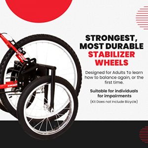 Bike USA Heavy-Duty Stabilizer Wheels for Adult Bicycles, The Original Training Aid for Full Size Bikes with a 24" to 27" Inch Wheel, Supports Over 250 LBS, Patented Design, Black, 16-Inch (1000)