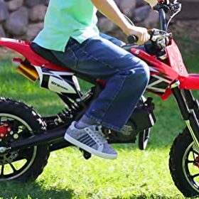 SYX MOTO Kids Mini Dirt Bike Gas Power 2-Stroke 50cc Motorcycle Holeshot Off Road Motorcycle Holeshot Pit Bike, Yellow, Pull Start Version