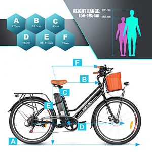 ANCHEER Electric Bicycle, 26'' Electric City Bike, Low Frame Electric Bike with 36V/12.5 Ah Lithium Battery and 350W Powerful Motor, Step Through Commuter Ebike with Basket for Woman Man