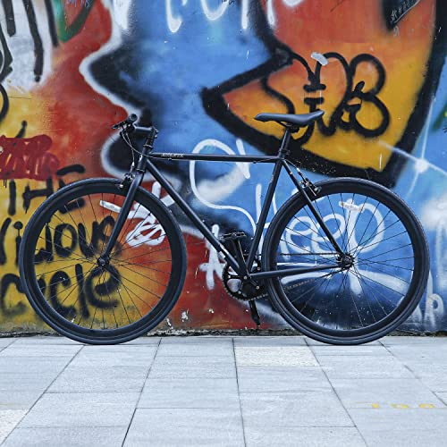 AVASTA Single-Speed Fixed Gear Urban Commuter Bike for Women and Men,Light weihgt Unisex Fixie Bike,Flat Handlebar and Flip Flop Hub City Road Bike,54 Blcak