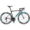 SAVADECK Carbon Road Bike, Warwinds3.0 700C Carbon Fiber Racing Bicycle with SORA 18 Speed Derailleur System and Double V Brake (Blue,54cm)