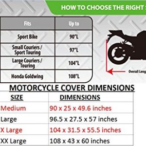 Heavy Duty Motorcycle Cover Waterproof Outdoor | Powersports Vehicle Covers | funda para Moto | Dirt Bike Accessories for Adult Bikes | Motorcycle Accessories by Nuzari | Med Navy Cover 