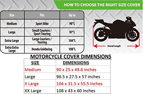 Heavy Duty Motorcycle Cover Waterproof Outdoor | Powersports Vehicle Covers | funda para Moto | Dirt Bike Accessories for Adult Bikes | Motorcycle Accessories by Nuzari | Med Navy Cover 