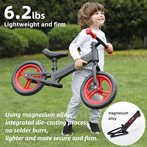 ELANTRIP Balance Bike, Magnesium Alloy Frame Toddler Bikes,Suitable for Children Aged 2 3 4 5 Year Old Kids Cute Toddler No Pedal Sport Balance Bike 12-inch with Adjustable Seat, Orange