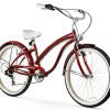 Firmstrong Bella Fashionista 7-Speed Beach Cruiser Bicycle, 26-Inch, Burgundy